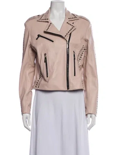 Pre-owned Nour Hammour Lambskin Biker Jacket W/ Tags In Pink