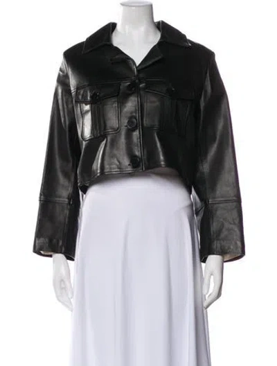 Pre-owned Nour Hammour Lambskin Bolero In Black