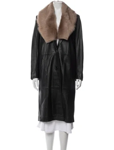 Pre-owned Nour Hammour Lambskin Coat In Black