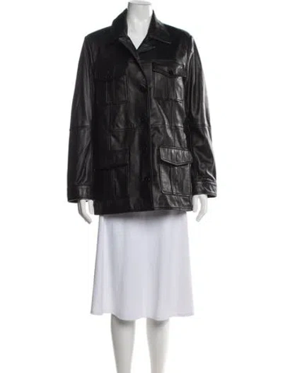 Pre-owned Nour Hammour Lambskin Coat In Black