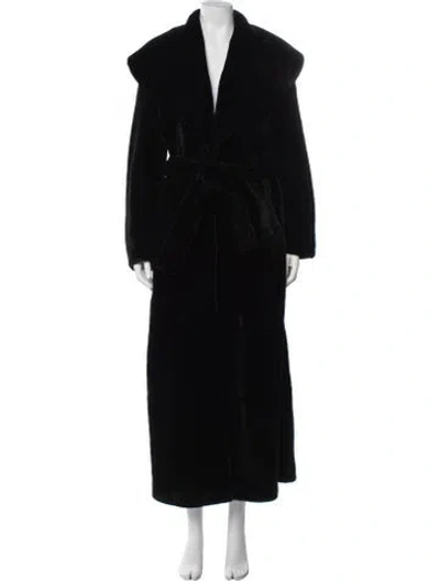 Pre-owned Nour Hammour Lambskin Coat In Black