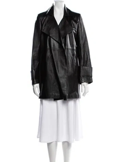 Pre-owned Nour Hammour Lambskin Coat In Black