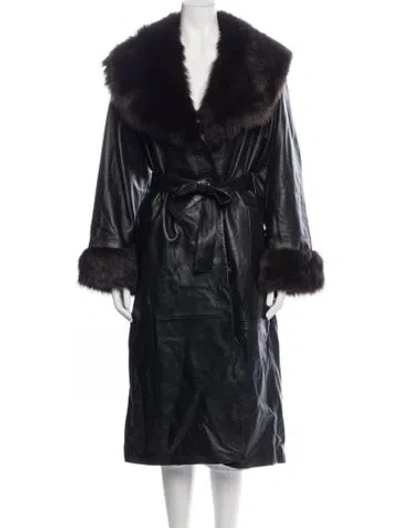 Pre-owned Nour Hammour Lambskin Coat In Black/brown