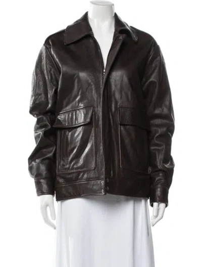 Pre-owned Nour Hammour Lambskin Coat In Brown