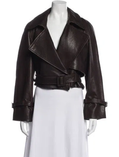 Pre-owned Nour Hammour Lambskin Coat In Brown