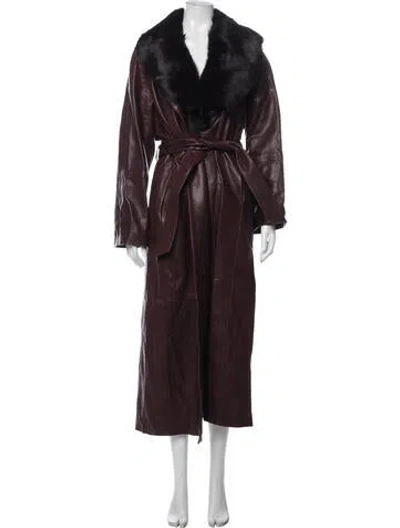 Pre-owned Nour Hammour Lambskin Coat In Burgundy