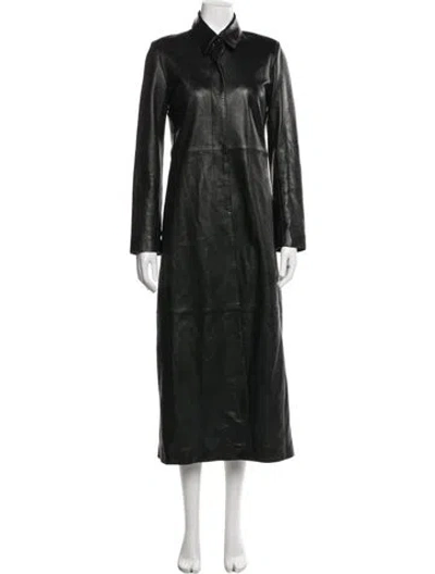 Pre-owned Nour Hammour Lambskin Coat In Green
