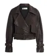 Nour Hammour Lambskin Cropped Hatti Jacket In Brown
