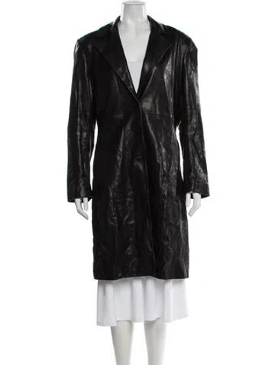 Pre-owned Nour Hammour Lambskin Faux Fur Coat In Black
