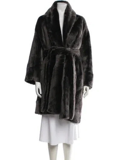 Pre-owned Nour Hammour Lambskin Faux Fur Coat In Black