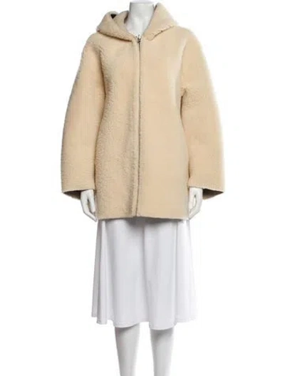 Pre-owned Nour Hammour Lambskin Faux Fur Coat In Neutral