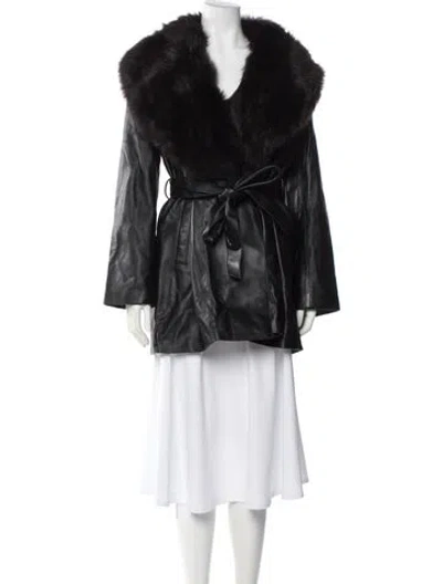 Pre-owned Nour Hammour Lambskin Fur Coat In Black
