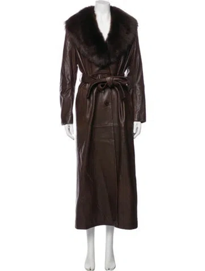 Pre-owned Nour Hammour Lambskin Fur Coat In Brown