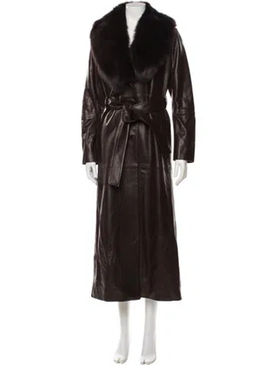 Pre-owned Nour Hammour Lambskin Fur Coat In Brown