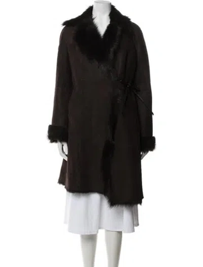 Pre-owned Nour Hammour Lambskin Fur Coat In Brown