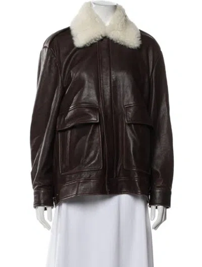 Pre-owned Nour Hammour Lambskin Fur Jacket In Brown