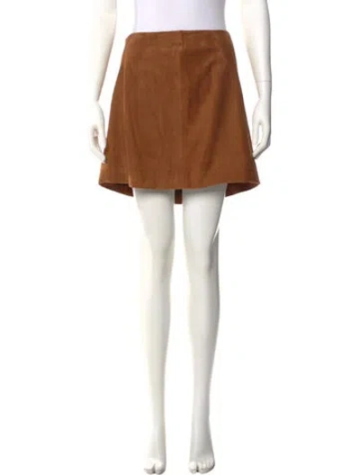 Pre-owned Nour Hammour Lambskin Mini Skirt In Brown