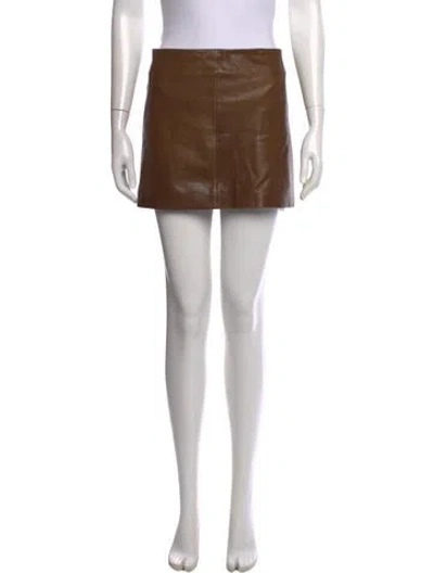 Pre-owned Nour Hammour Lambskin Mini Skirt In Brown