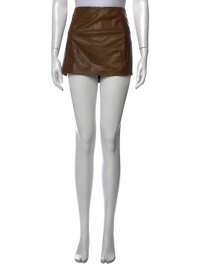 Pre-owned Nour Hammour Lambskin Mini Skirt In Brown