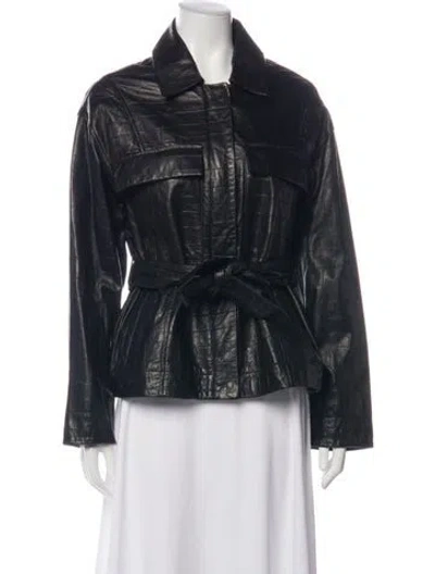 Pre-owned Nour Hammour Lambskin Patterned Jacket In Black