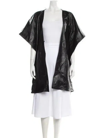 Pre-owned Nour Hammour Lambskin Printed Shawl In Black