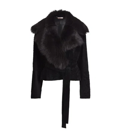 Nour Hammour Lambskin Shearling Renata Jacket In Black