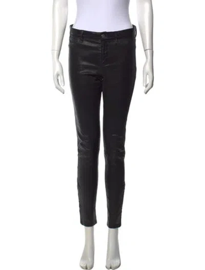 Pre-owned Nour Hammour Lambskin Skinny Leg Pants In Black