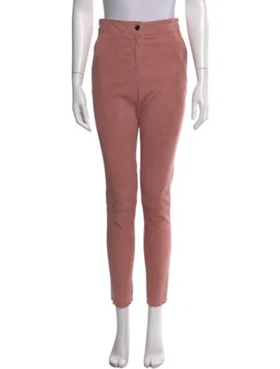 Pre-owned Nour Hammour Lambskin Skinny Leg Pants In Pink
