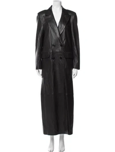 Pre-owned Nour Hammour Lambskin Trench Coat In Black