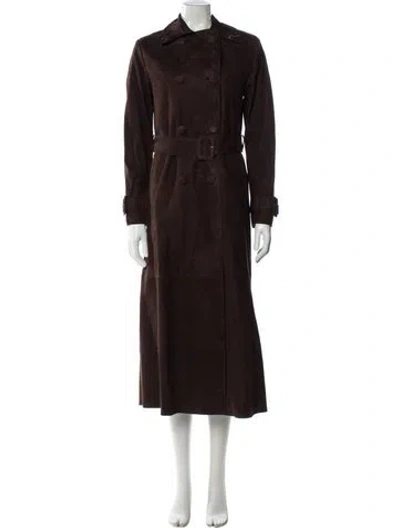 Pre-owned Nour Hammour Lambskin Trench Coat In Brown