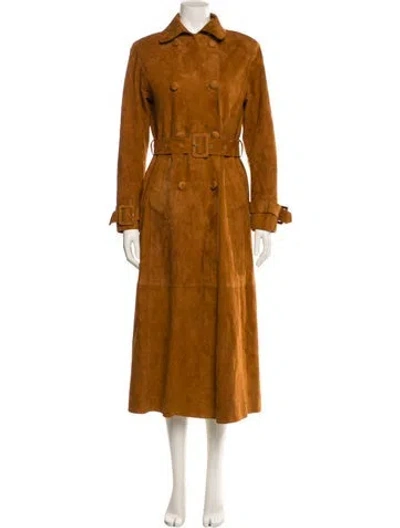 Pre-owned Nour Hammour Lambskin Trench Coat In Brown