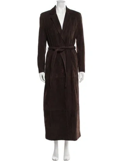 Pre-owned Nour Hammour Lambskin Trench Coat In Brown