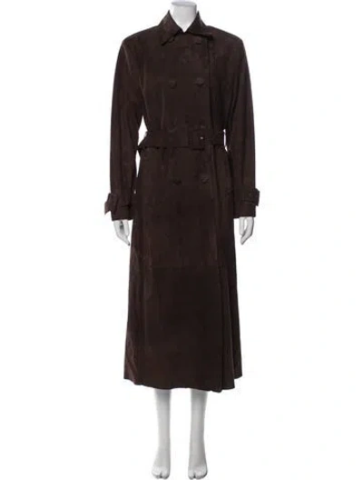 Pre-owned Nour Hammour Lambskin Trench Coat In Brown