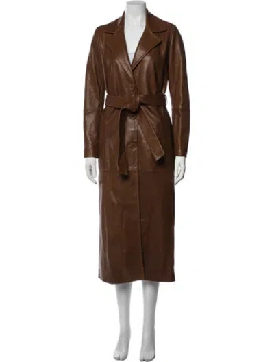 Pre-owned Nour Hammour Lambskin Trench Coat In Brown