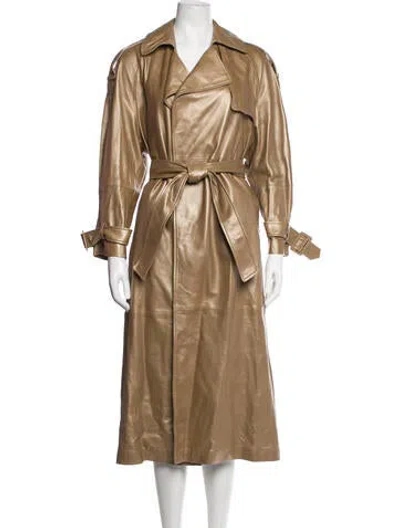 Pre-owned Nour Hammour Lambskin Trench Coat In Brown
