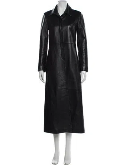 Pre-owned Nour Hammour Lambskin Trench Coat In Gray