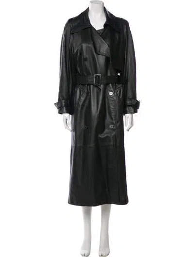 Pre-owned Nour Hammour Lambskin Trench Coat In Green