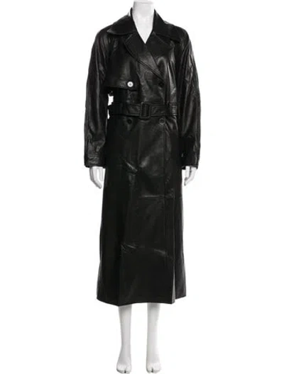 Pre-owned Nour Hammour Lambskin Trench Coat W/ Tags In Black