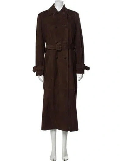 Pre-owned Nour Hammour Lambskin Trench Coat W/ Tags In Brown