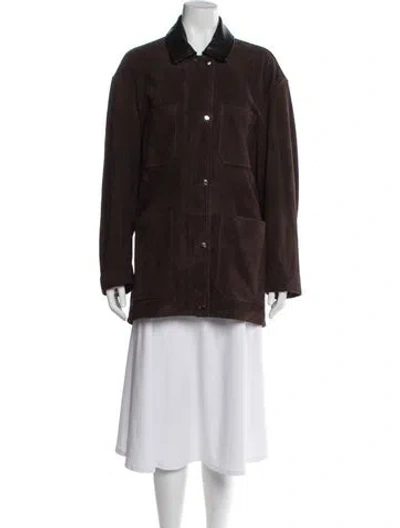 Pre-owned Nour Hammour Lambskin Utility Jacket In Brown