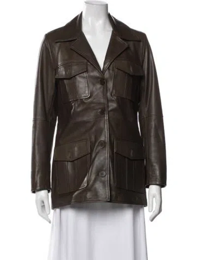 Pre-owned Nour Hammour Lambskin Utility Jacket In Brown