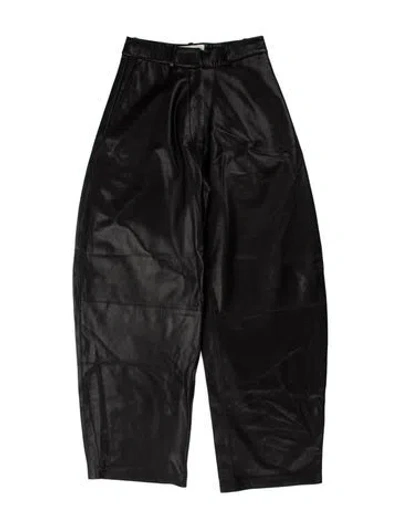 Pre-owned Nour Hammour Lambskin Wide Leg Pants In Black