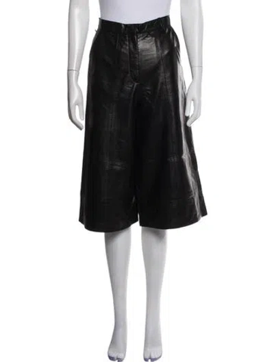 Pre-owned Nour Hammour Lambskin Wide Leg Pants In Black