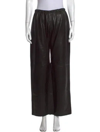 Pre-owned Nour Hammour Lambskin Wide Leg Pants In Black