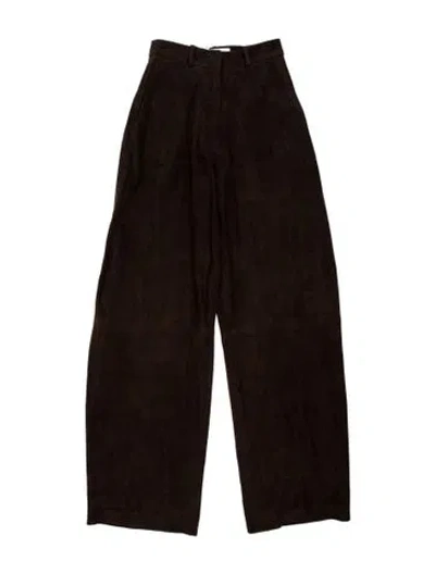 Pre-owned Nour Hammour Lambskin Wide Leg Pants W/ Tags In Brown