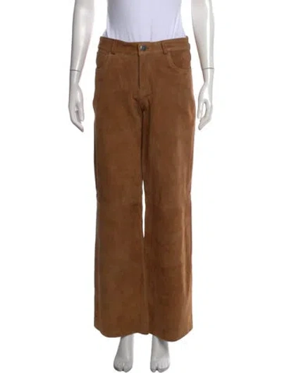 Pre-owned Nour Hammour Lambskin Wide Leg Pants W/ Tags In Brown