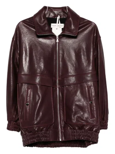 Nour Hammour Lambskin Zip-front Jacket In Purple