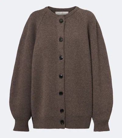 Nour Hammour Laurel Oversized Cashmere And Wool Cardigan In Mink