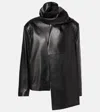 Nour Hammour Layla Scarf-detail Leather Jacket In Black