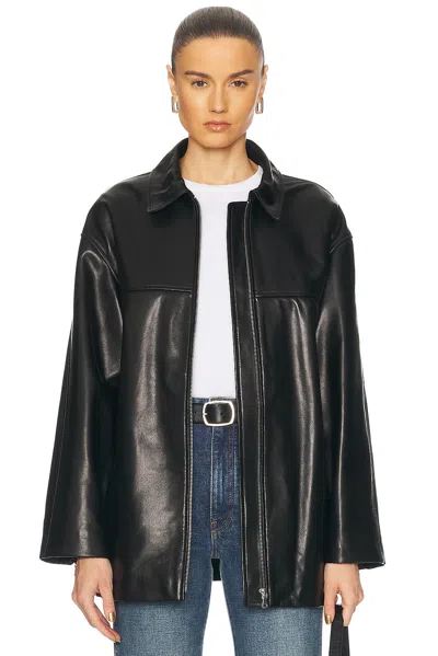 Nour Hammour Layne Sleek Leather Jacket In Black